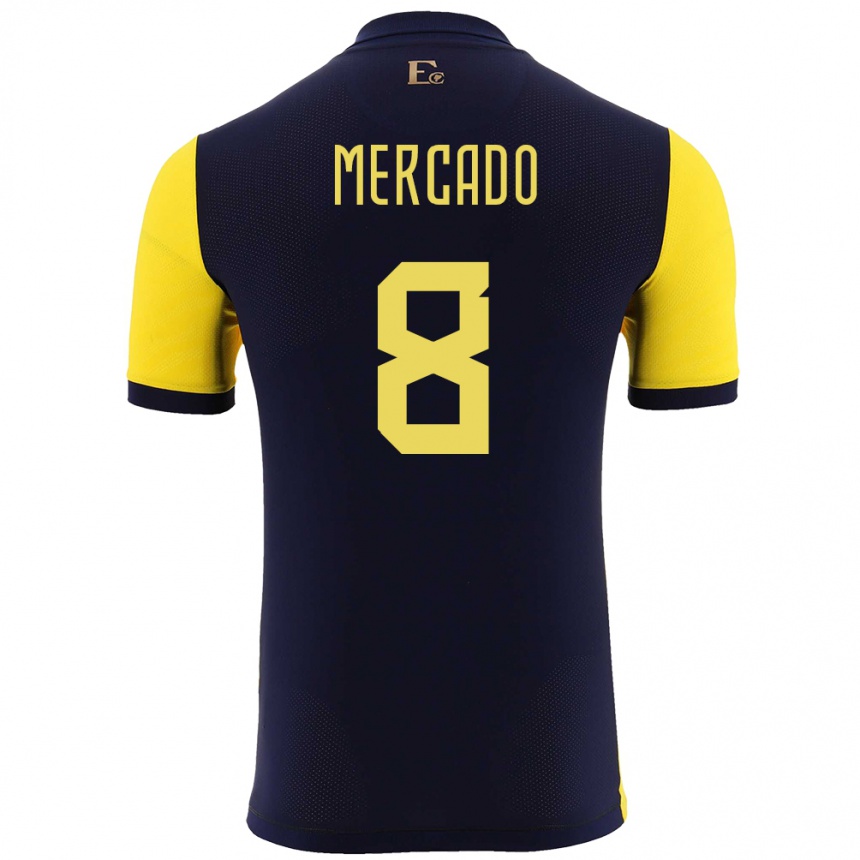 Niño Fútbol Camiseta Ecuador Patrik Mercado #8 Amarillo 1ª Equipación 24-26 México