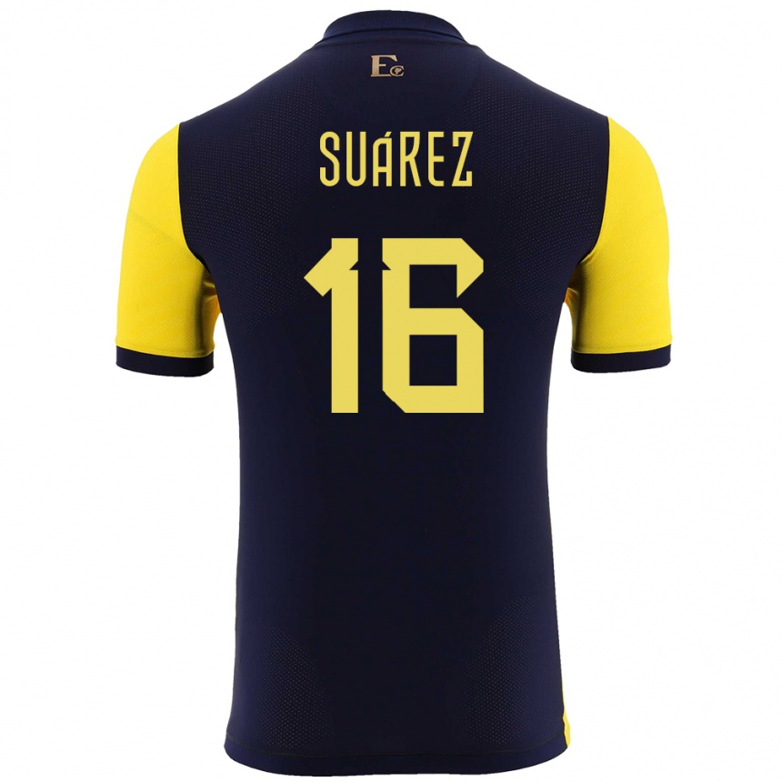 Niño Fútbol Camiseta Ecuador Ariel Suarez #16 Amarillo 1ª Equipación 24-26 México