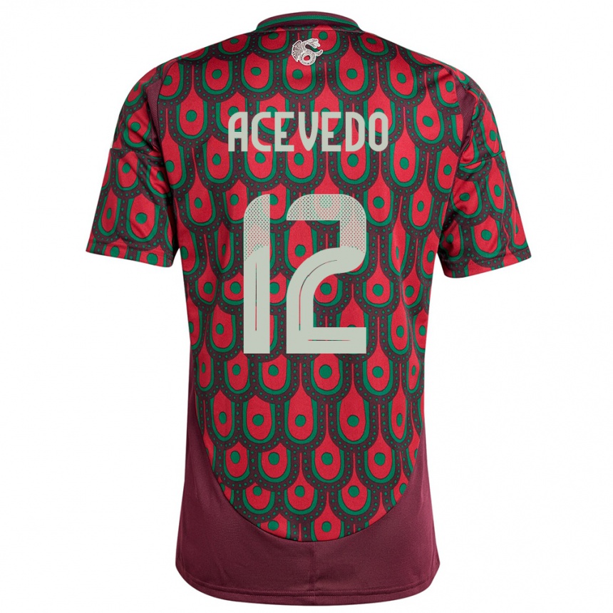 Niño Fútbol Camiseta México Carlos Acevedo #12 Granate 1ª Equipación 24-26 México