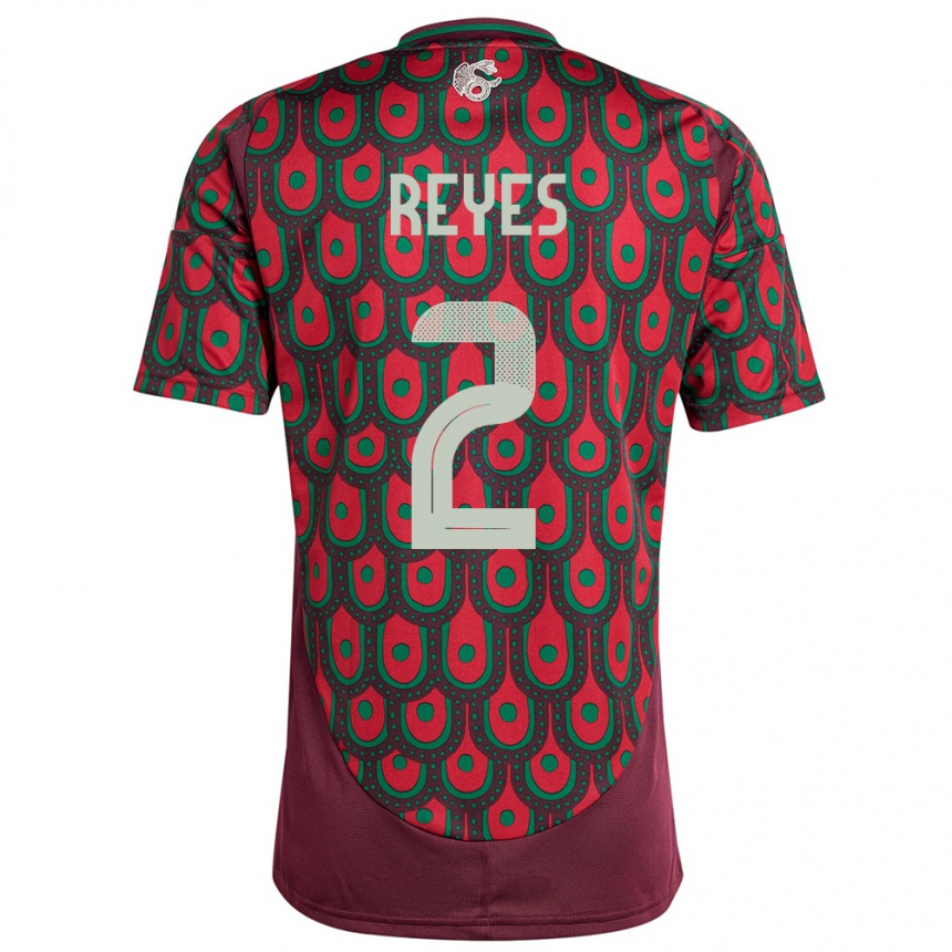 Niño Fútbol Camiseta México Luis Reyes #2 Granate 1ª Equipación 24-26 México