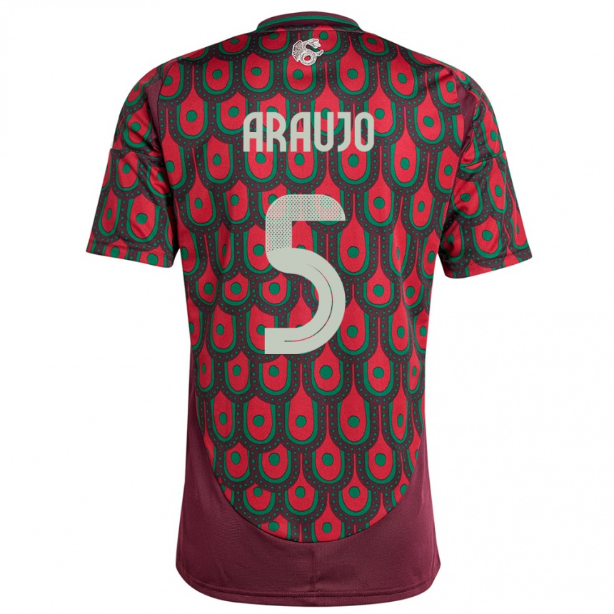 Niño Fútbol Camiseta México Julian Araujo #5 Granate 1ª Equipación 24-26 México