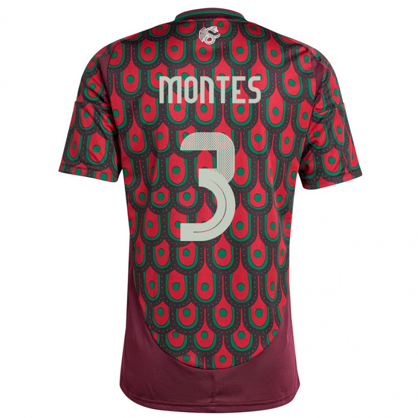 Niño Fútbol Camiseta México Cesar Montes #3 Granate 1ª Equipación 24-26 México