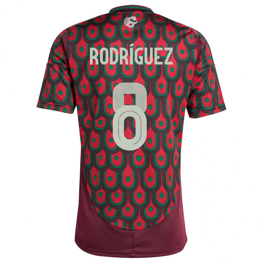 Niño Fútbol Camiseta México Carlos Rodriguez #8 Granate 1ª Equipación 24-26 México