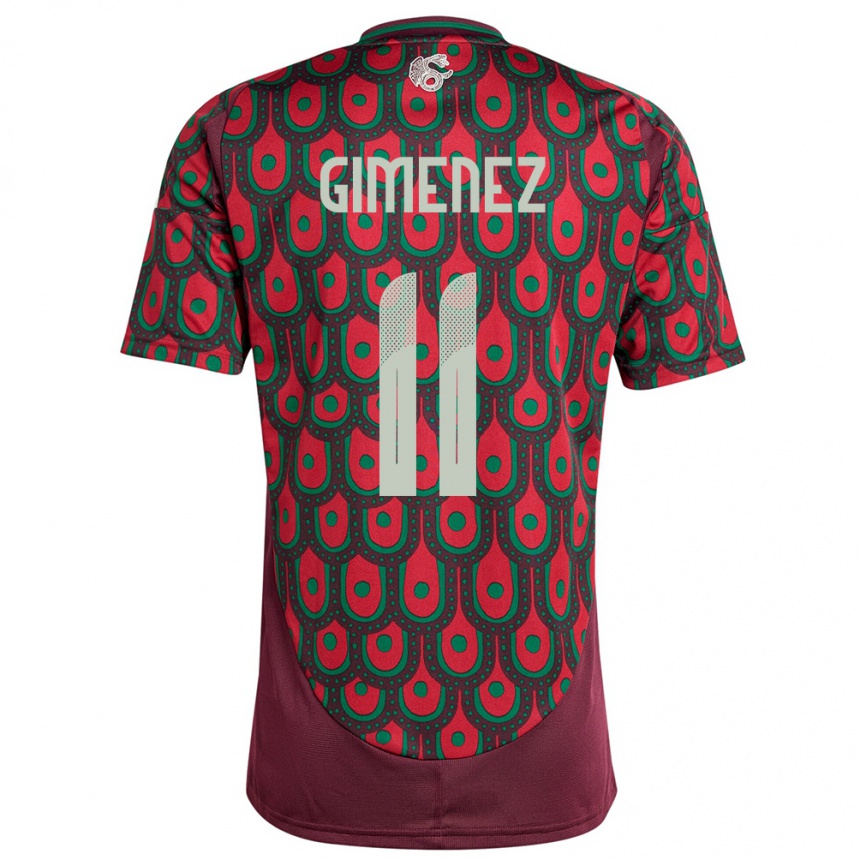 Niño Fútbol Camiseta México Santiago Gimenez #11 Granate 1ª Equipación 24-26 México