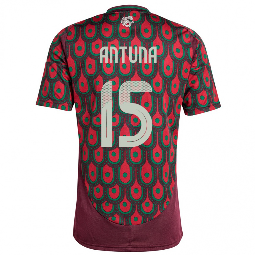 Niño Fútbol Camiseta México Uriel Antuna #15 Granate 1ª Equipación 24-26 México