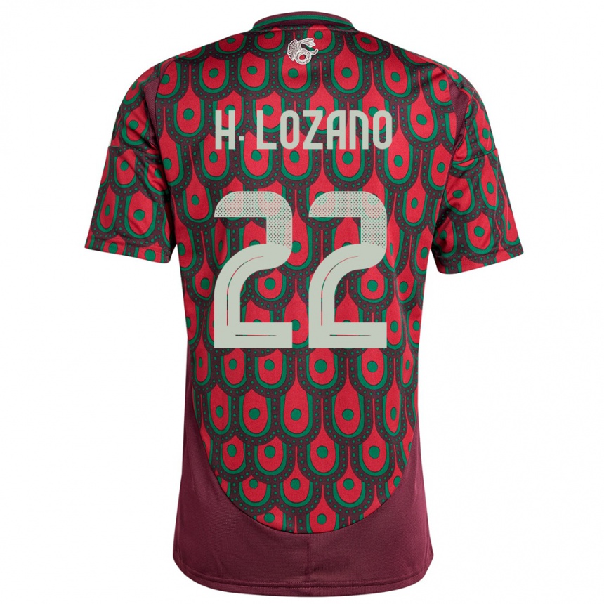 Niño Fútbol Camiseta México Hirving Lozano #22 Granate 1ª Equipación 24-26 México