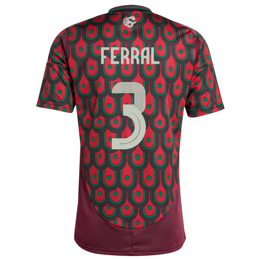 Niño Fútbol Camiseta México Cristina Ferral #3 Granate 1ª Equipación 24-26 México