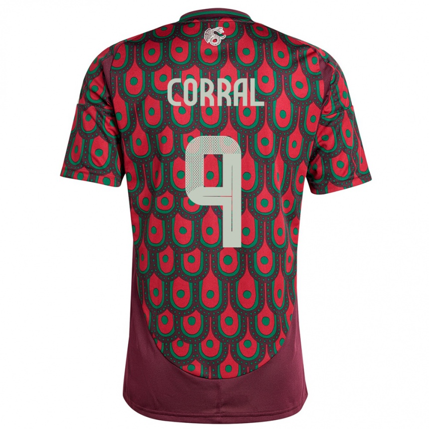 Niño Fútbol Camiseta México Charlyn Corral #9 Granate 1ª Equipación 24-26 México