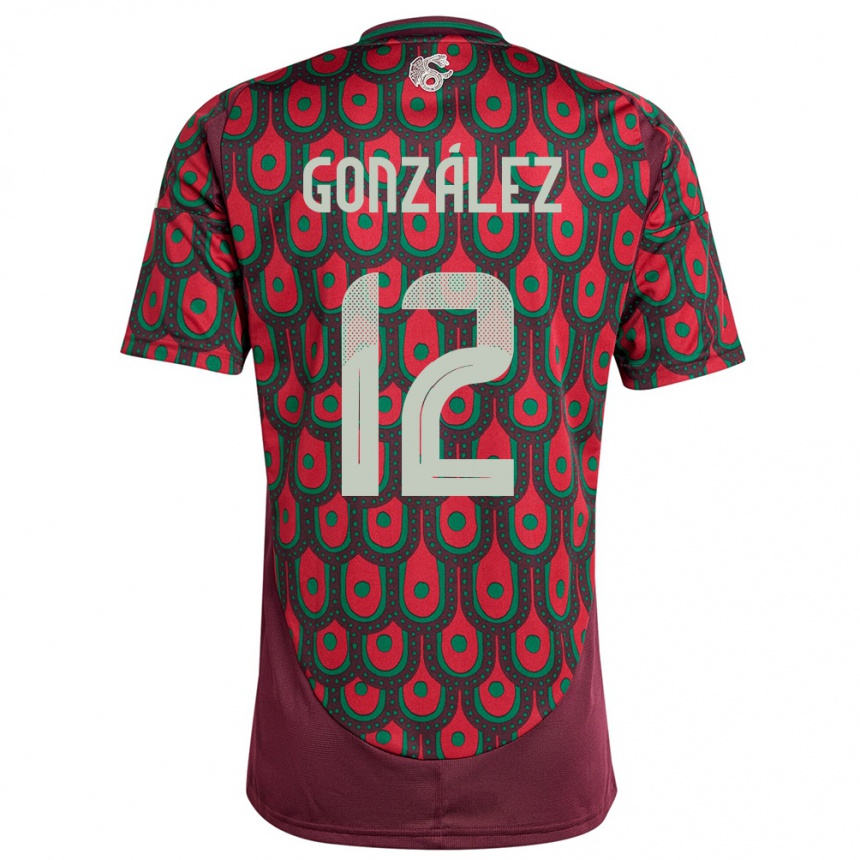 Niño Fútbol Camiseta México Itzel Gonzalez #12 Granate 1ª Equipación 24-26 México