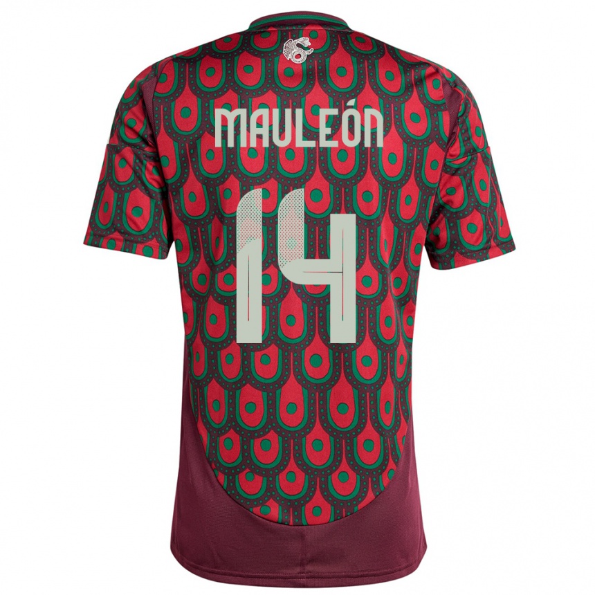 Niño Fútbol Camiseta México Natalia Mauleon #14 Granate 1ª Equipación 24-26 México