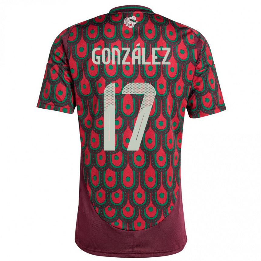 Niño Fútbol Camiseta México Alison Gonzalez #17 Granate 1ª Equipación 24-26 México