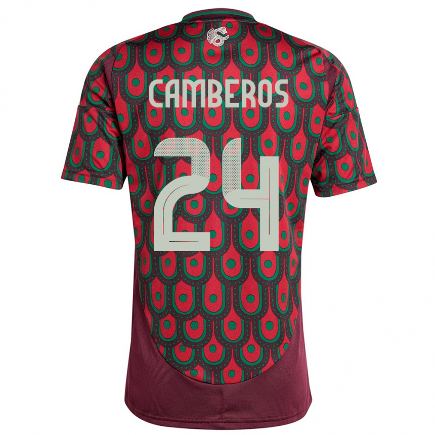 Niño Fútbol Camiseta México Scarlett Camberos #24 Granate 1ª Equipación 24-26 México