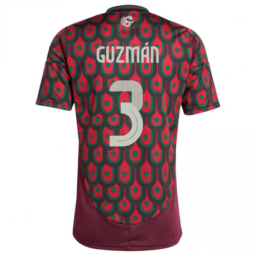 Niño Fútbol Camiseta México Victor Guzman #3 Granate 1ª Equipación 24-26 México