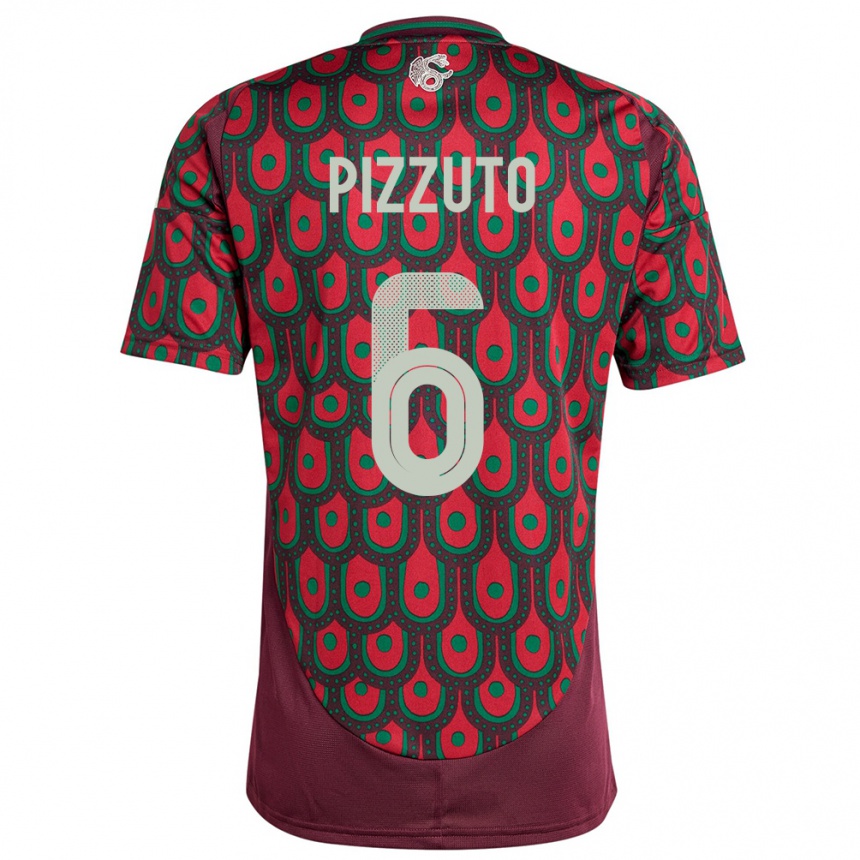 Niño Fútbol Camiseta México Eugenio Pizzuto #6 Granate 1ª Equipación 24-26 México