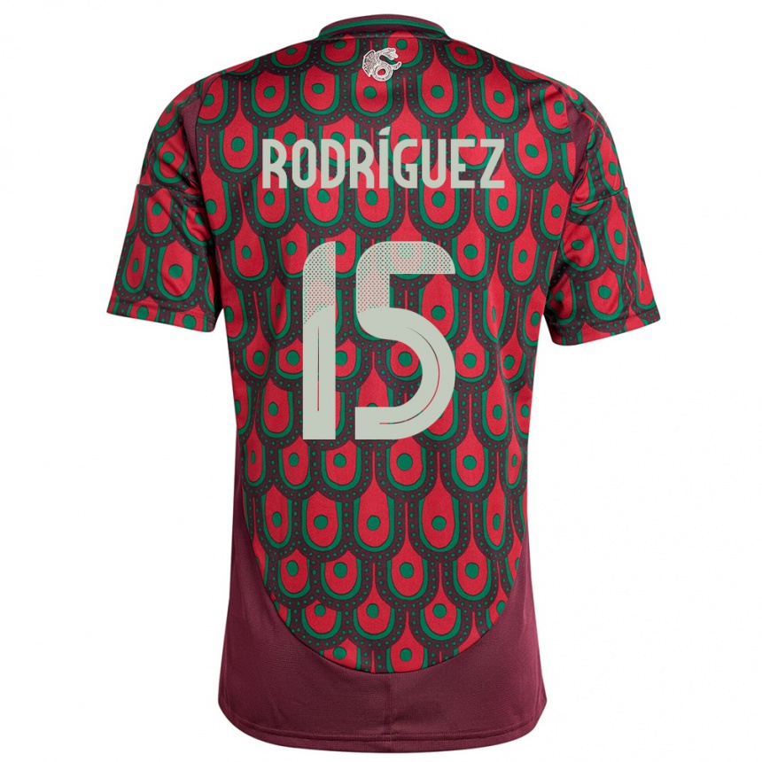 Niño Fútbol Camiseta México Jorge Rodriguez #15 Granate 1ª Equipación 24-26 México