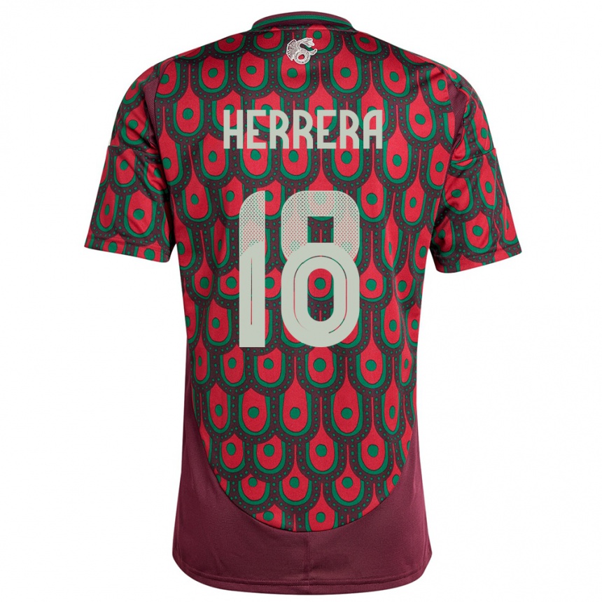 Niño Fútbol Camiseta México Ozziel Herrera #18 Granate 1ª Equipación 24-26 México