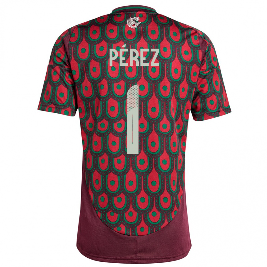 Niño Fútbol Camiseta México Emiliano Perez #1 Granate 1ª Equipación 24-26 México