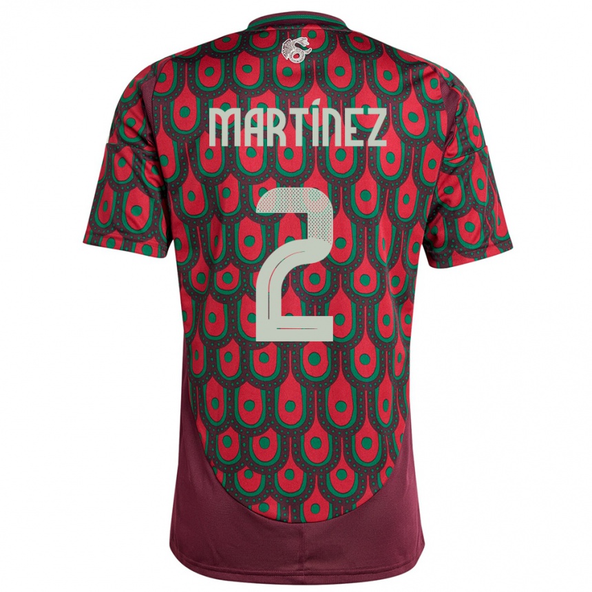 Niño Fútbol Camiseta México Emilio Martinez #2 Granate 1ª Equipación 24-26 México