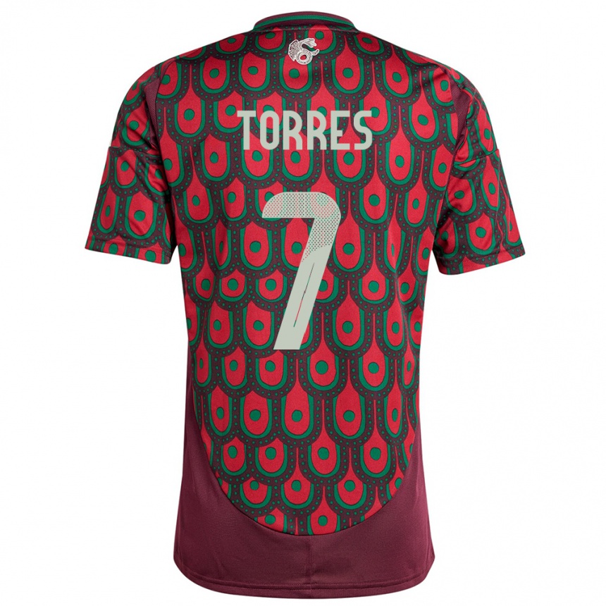 Niño Fútbol Camiseta México Christian Torres #7 Granate 1ª Equipación 24-26 México