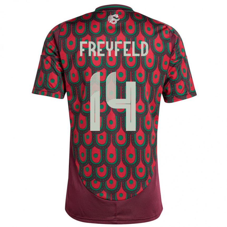 Niño Fútbol Camiseta México Emiliano Freyfeld #14 Granate 1ª Equipación 24-26 México