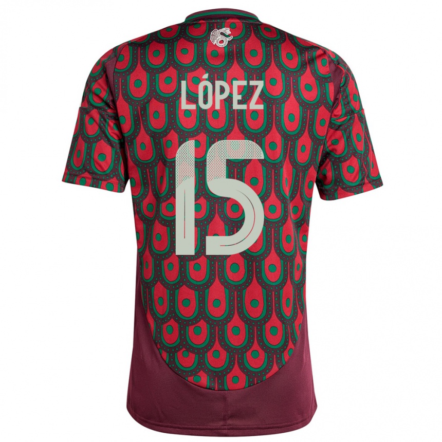 Niño Fútbol Camiseta México Everardo Lopez #15 Granate 1ª Equipación 24-26 México