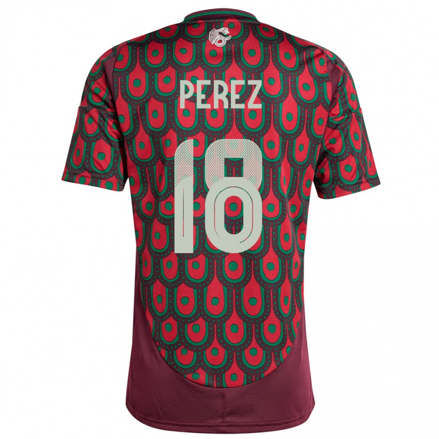 Niño Fútbol Camiseta México Jonathan Perez #18 Granate 1ª Equipación 24-26 México