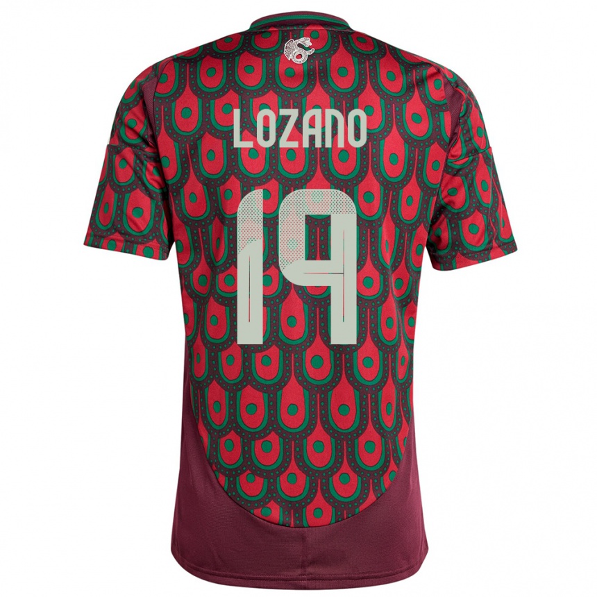 Niño Fútbol Camiseta México Esteban Lozano #19 Granate 1ª Equipación 24-26 México