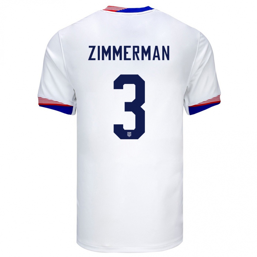 Niño Fútbol Camiseta Estados Unidos Walker Zimmerman #3 Blanco 1ª Equipación 24-26 México