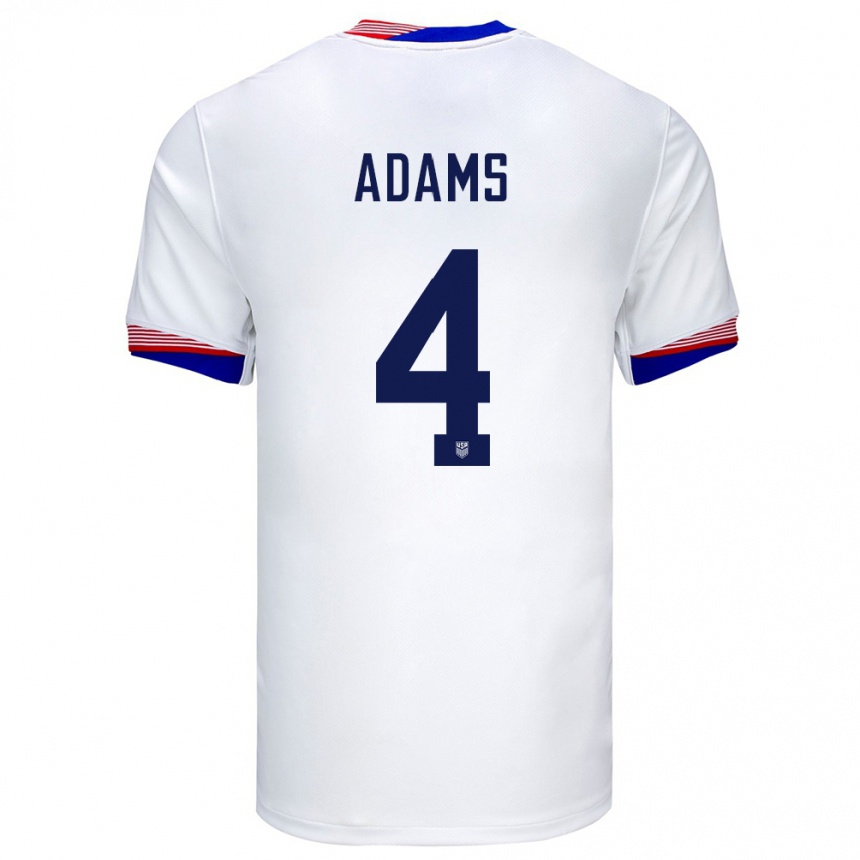 Niño Fútbol Camiseta Estados Unidos Tyler Adams #4 Blanco 1ª Equipación 24-26 México