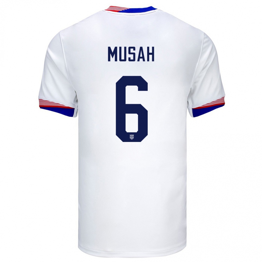 Niño Fútbol Camiseta Estados Unidos Yunus Musah #6 Blanco 1ª Equipación 24-26 México