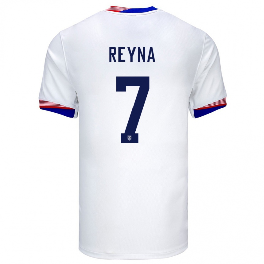 Niño Fútbol Camiseta Estados Unidos Giovanni Reyna #7 Blanco 1ª Equipación 24-26 México