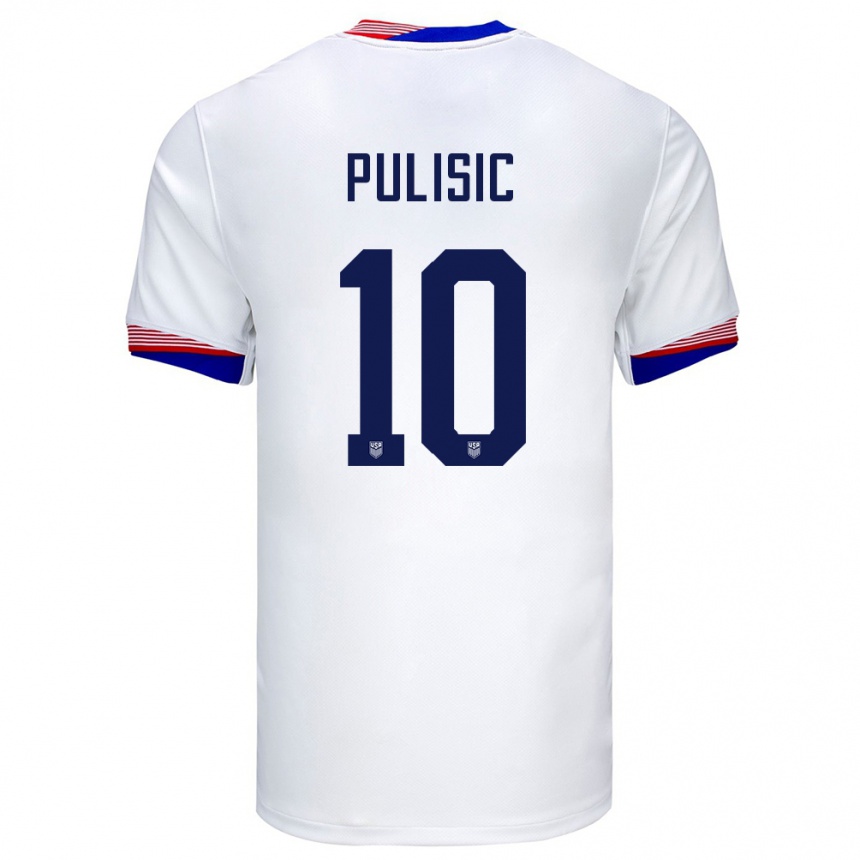 Niño Fútbol Camiseta Estados Unidos Christian Pulisic #10 Blanco 1ª Equipación 24-26 México