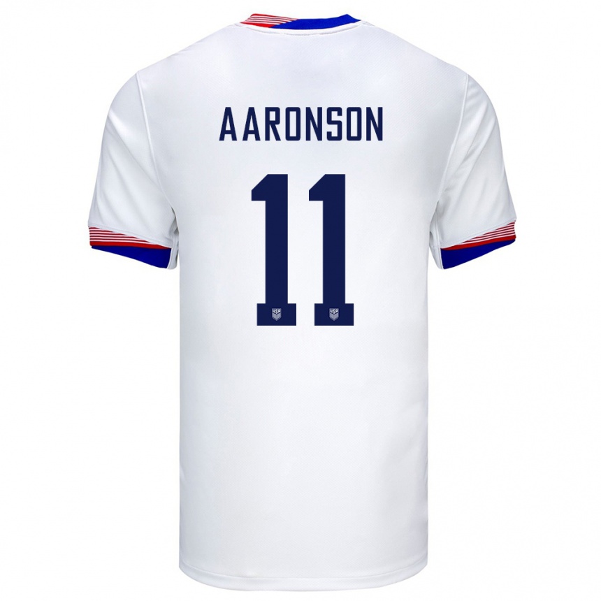 Niño Fútbol Camiseta Estados Unidos Brenden Aaronson #11 Blanco 1ª Equipación 24-26 México