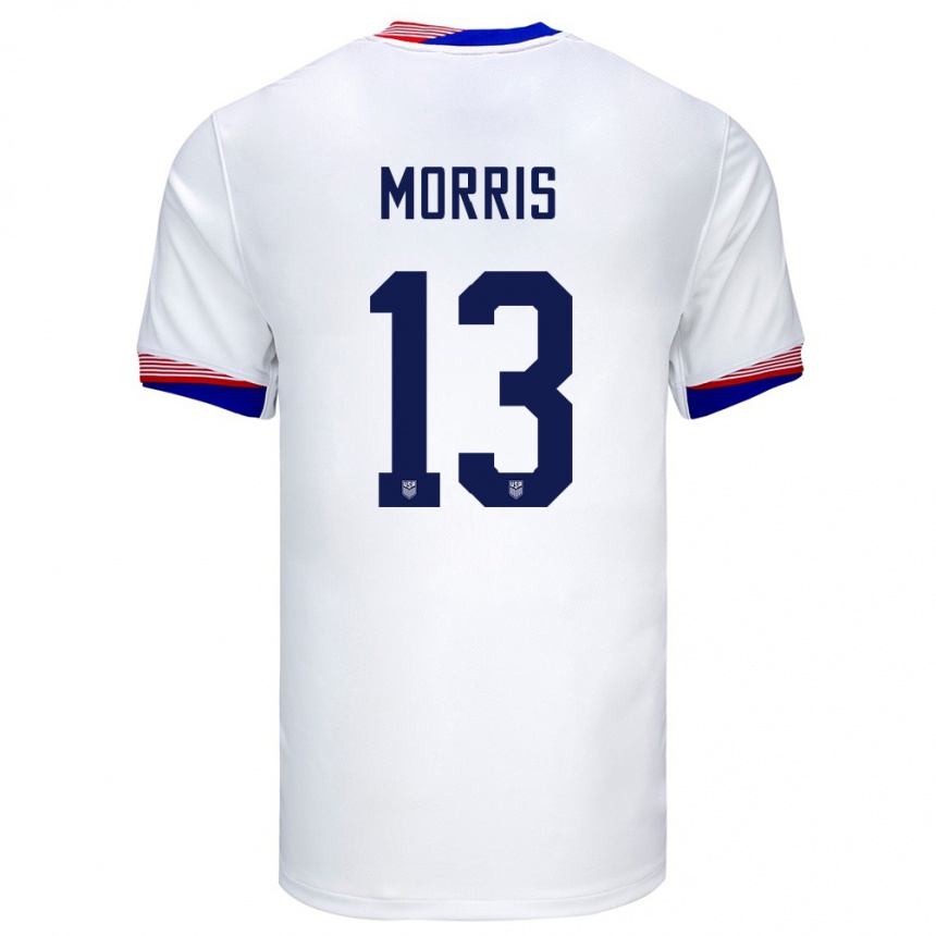 Niño Fútbol Camiseta Estados Unidos Jordan Morris #13 Blanco 1ª Equipación 24-26 México