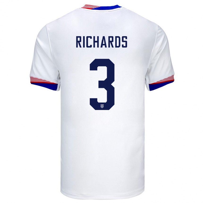 Niño Fútbol Camiseta Estados Unidos Chris Richards #3 Blanco 1ª Equipación 24-26 México