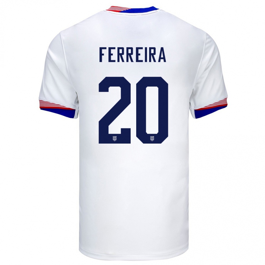 Niño Fútbol Camiseta Estados Unidos Jesus Ferreira #20 Blanco 1ª Equipación 24-26 México