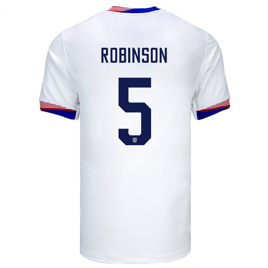 Niño Fútbol Camiseta Estados Unidos Antonee Robinson #5 Blanco 1ª Equipación 24-26 México