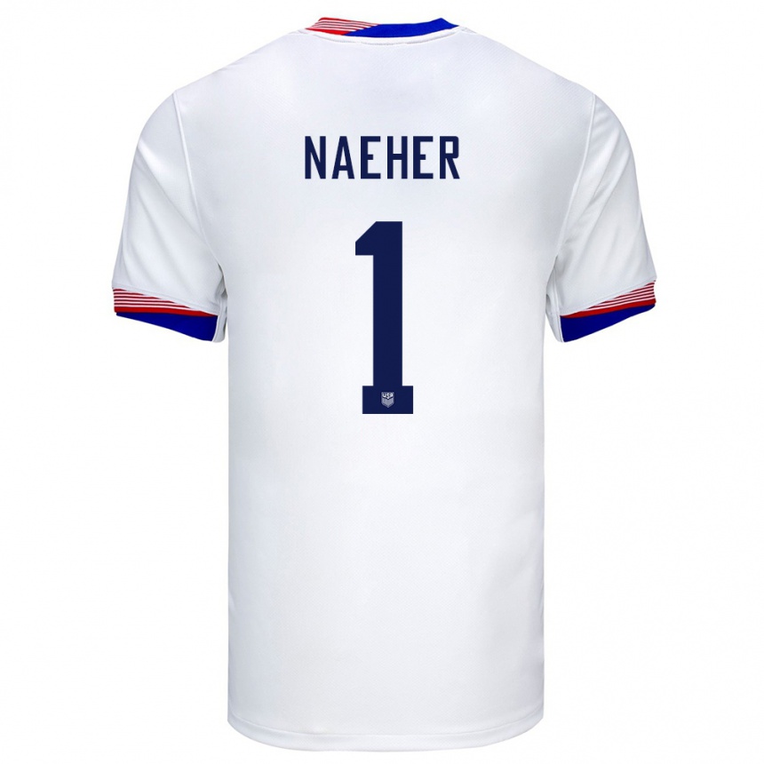 Niño Fútbol Camiseta Estados Unidos Alyssa Naeher #1 Blanco 1ª Equipación 24-26 México