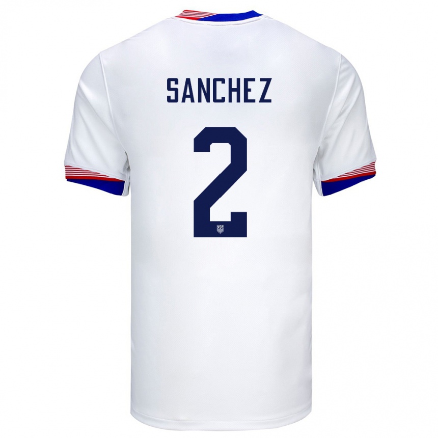 Niño Fútbol Camiseta Estados Unidos Ashley Sanchez #2 Blanco 1ª Equipación 24-26 México