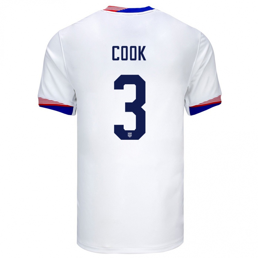 Niño Fútbol Camiseta Estados Unidos Alana Cook #3 Blanco 1ª Equipación 24-26 México