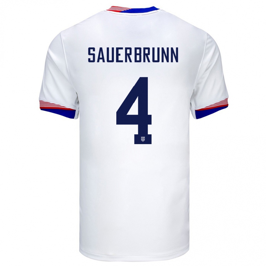 Niño Fútbol Camiseta Estados Unidos Becky Sauerbrunn #4 Blanco 1ª Equipación 24-26 México