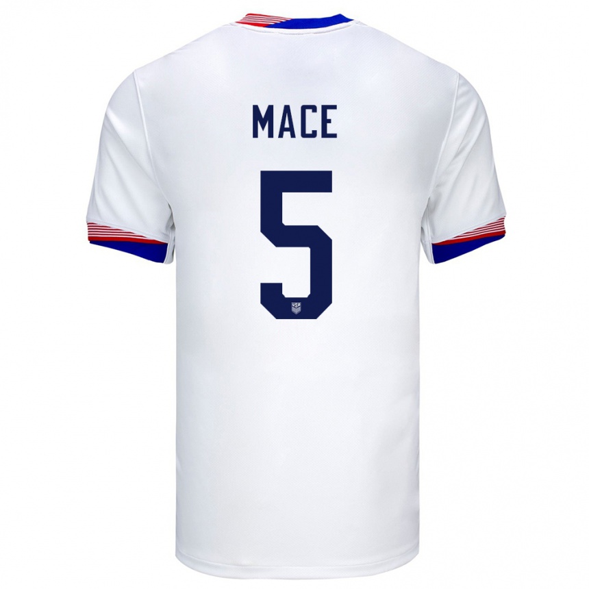 Niño Fútbol Camiseta Estados Unidos Hailie Mace #5 Blanco 1ª Equipación 24-26 México