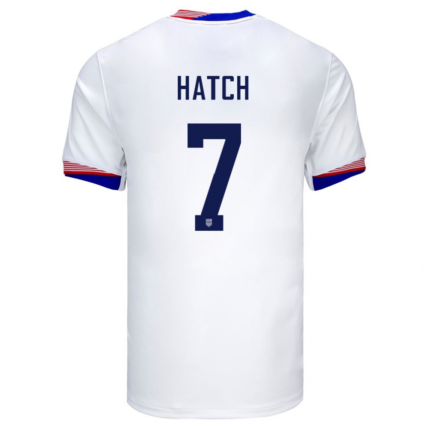 Niño Fútbol Camiseta Estados Unidos Ashley Hatch #7 Blanco 1ª Equipación 24-26 México