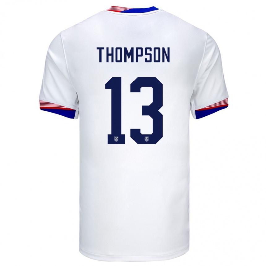 Niño Fútbol Camiseta Estados Unidos Alyssa Thompson #13 Blanco 1ª Equipación 24-26 México