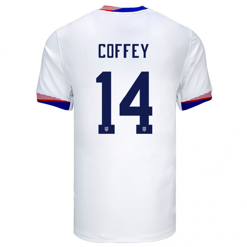 Niño Fútbol Camiseta Estados Unidos Sam Coffey #14 Blanco 1ª Equipación 24-26 México