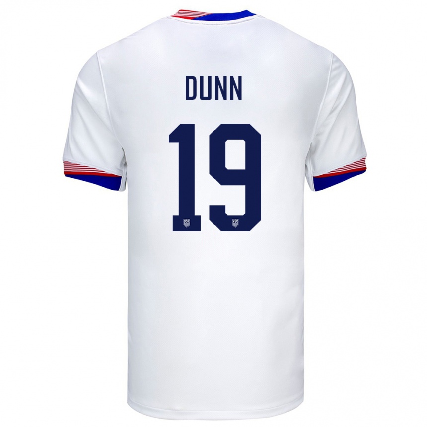 Niño Fútbol Camiseta Estados Unidos Crystal Dunn #19 Blanco 1ª Equipación 24-26 México