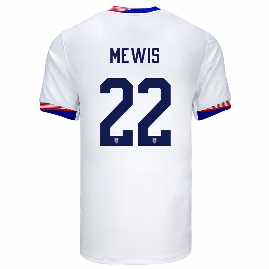 Niño Fútbol Camiseta Estados Unidos Kristie Mewis #22 Blanco 1ª Equipación 24-26 México