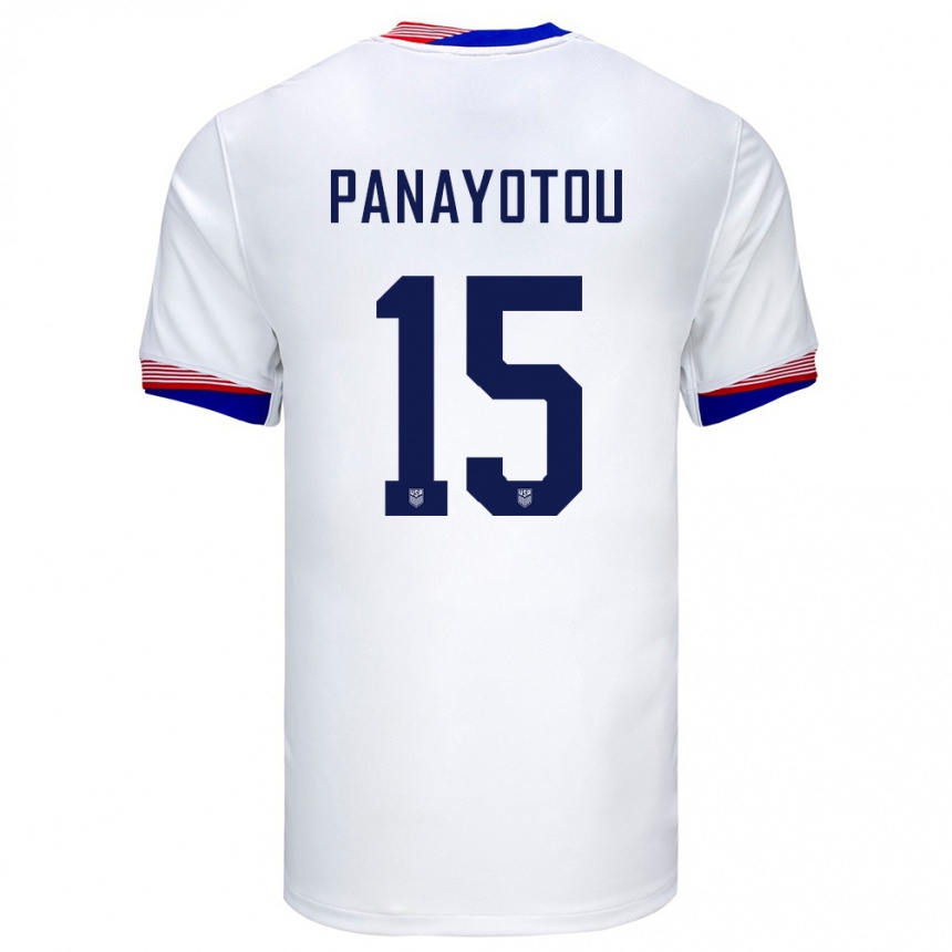 Niño Fútbol Camiseta Estados Unidos Jack Panayotou #15 Blanco 1ª Equipación 24-26 México