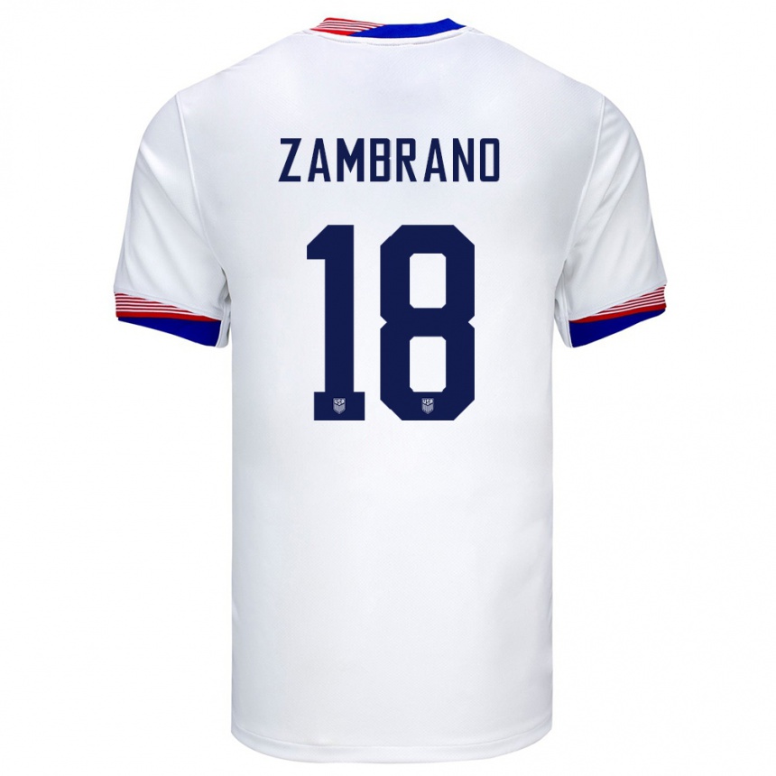 Niño Fútbol Camiseta Estados Unidos Marcos Zambrano #18 Blanco 1ª Equipación 24-26 México