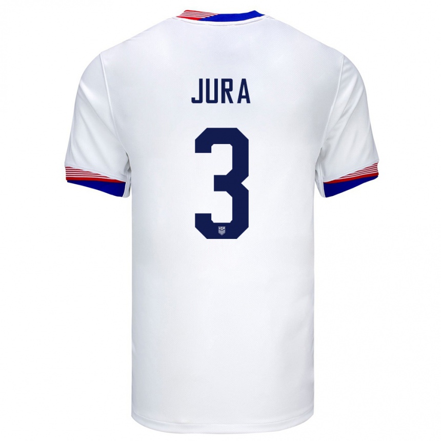 Niño Fútbol Camiseta Estados Unidos Sawyer Jura #3 Blanco 1ª Equipación 24-26 México